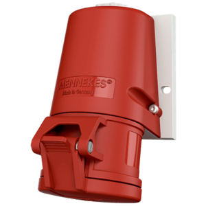 Mennekes CEE Wall Mounted Receptacle top entry, 16A, 3+N+E Pole, 400V 27004
